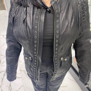 Harley Davidson Embroidered Leather Jacket